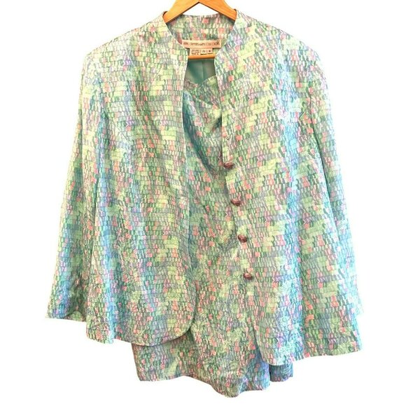 Vintage Anne Crimmins Umi Collections Paisley Geometric Silk 2 Piece 20W NWT - Picture 1 of 5
